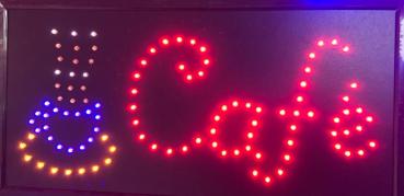 LED-Schild Cafe (rot, blau, orange, weiß)
