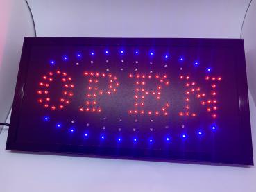 LED-Schild OPEN (rot, blau, grün, weiß)