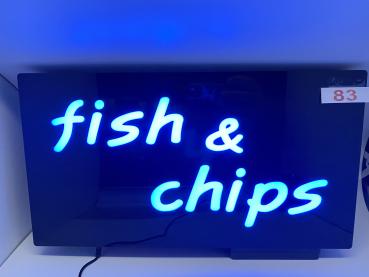 LED SCHILD FISCH & CHIPS (Schwarz blau)