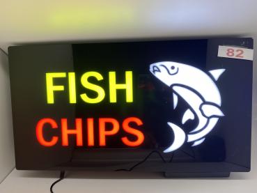 LED SCHILD FISH CHIPS (rot gelb Schwarz )