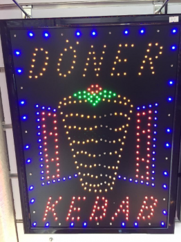 LED-Schild DÖNER KEBAB A (rot, blau, gelb, grün)