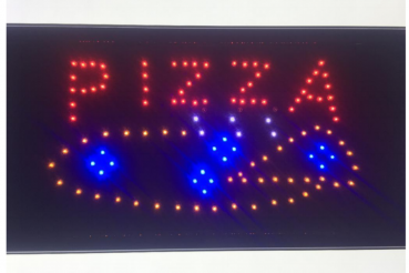 LED-Schild PIZZA (rot, orange, blau, weiß)