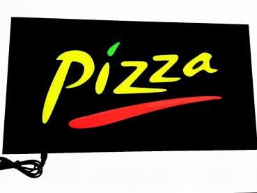 LED Schild PIZZA gelb rot grün