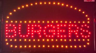LED-Schild BURGERS (rot, gelb)