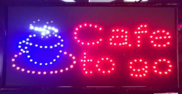 LED-Schild Cafe to go (rot, gelb, blau, weiß)