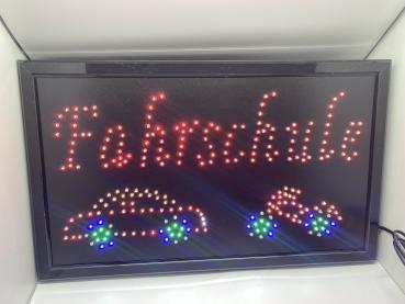 LED SCHILD FAHRSCHULE (rot grün blau weiss)