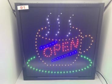 LED SCHILD OPEN CAFE (Rot Gelb Blau Grün)