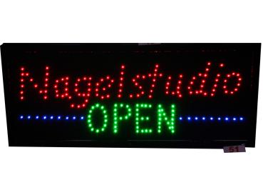 LED-Schild NAGELSTUDIO OPEN (rot, blau, gruen)