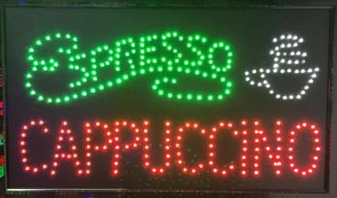 LED-Schild EXPRESS CAPPUCCINO (rot, weiß, gruen)
