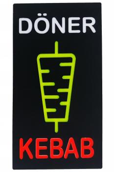 LED-Schild DÖNER KEBAB (rot, gelb, weiß)
