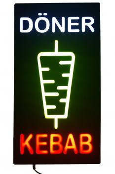 LED-Schild DÖNER KEBAB (rot, gelb, weiß)