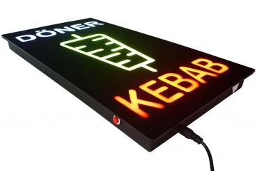 LED-Schild DÖNER KEBAB (rot, gelb, weiß)
