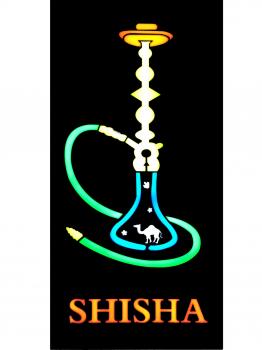 LED-Schild SHISHA (orange, grün, blau, weiß)