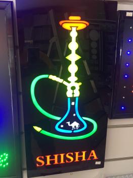 LED-Schild SHISHA (orange, grün, blau, weiß)