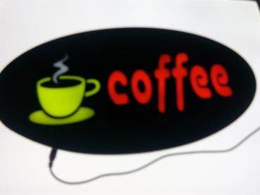 LED-Schild coffee (rot, gelb, weiss) (rund)