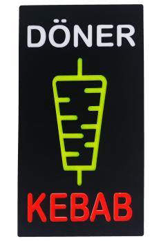 LED-Schild DÖNER KEBAB (rot, gelb, weiß)
