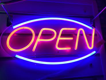 LED NEON OPEN SCHILDER (Blau,Rot)