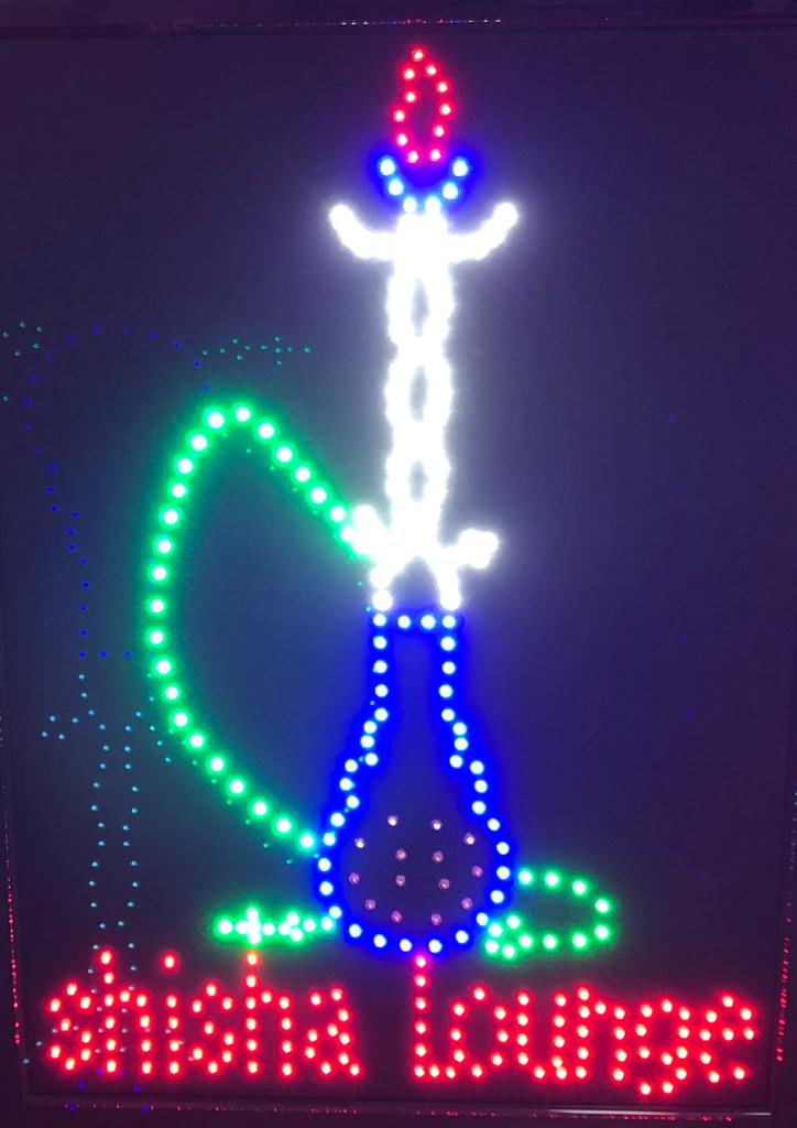 LED-Schild shisha Lounge (rot, blau, grün, weiß)