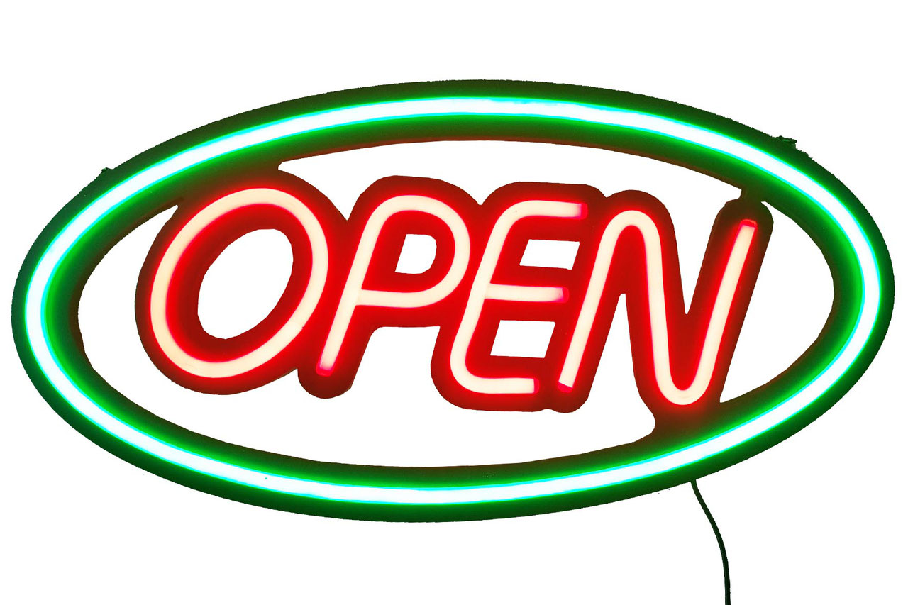  LED-Schild OPEN im Neon Design (rot, grün)