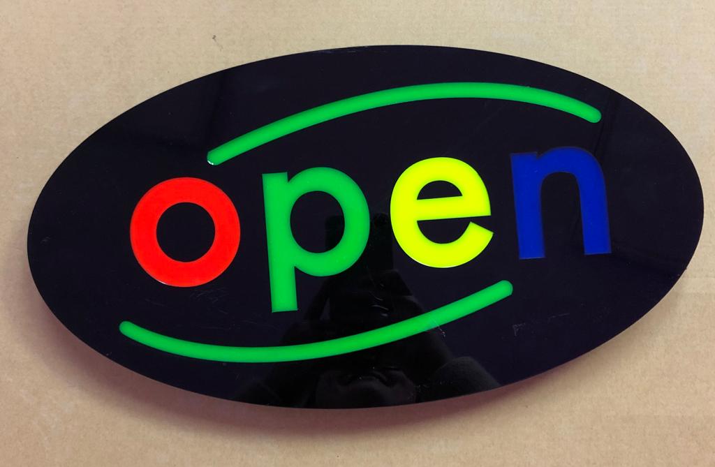  LED-Schild OPEN (rot, gelb, grün, blau)