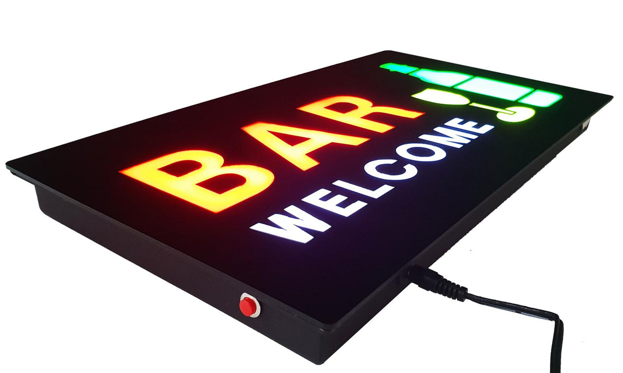  LED-Schild BAR WELCOME (rot, gelb, grün, weiß)