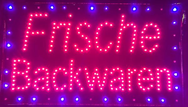 LED-Schild Frische Backwaren (rot, blau)