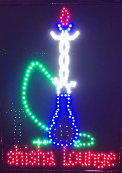 LED-Schild shisha Lounge (rot, blau, grün, weiß)