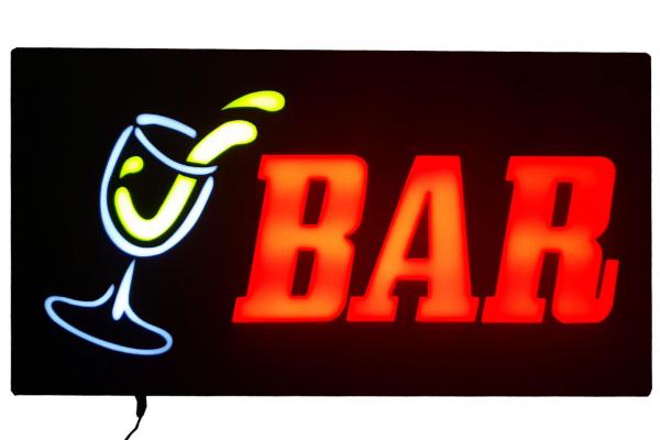LED Schild BAR rot gelb weiß