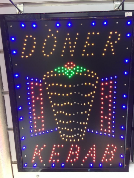 LED-Schild DÖNER KEBAB A (rot, blau, gelb, grün)