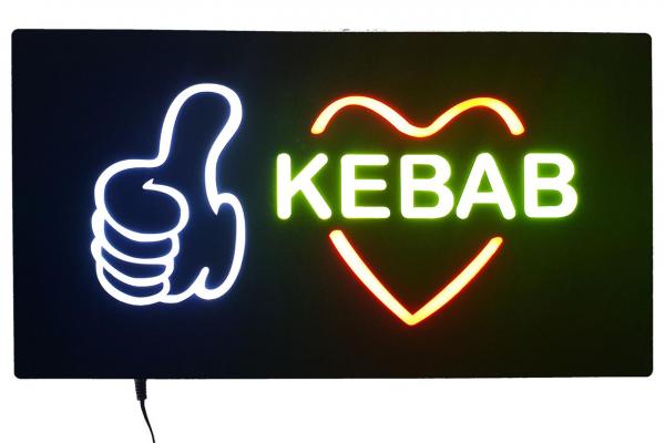 LED-Schild KEBAB (gelb, rot, weiß)