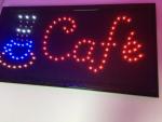 LED-Schild Cafe (rot, blau, orange, weiß)